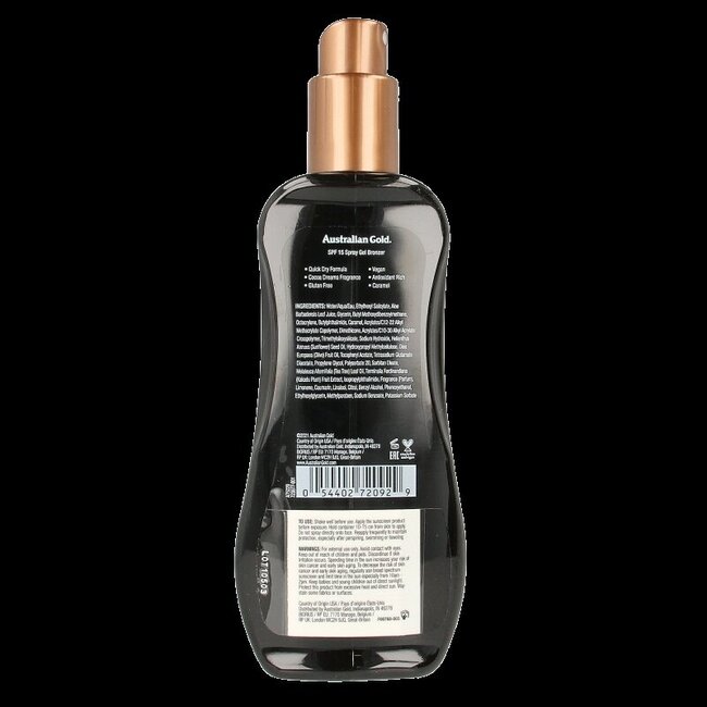 Australian Gold Spray gel met bronzer SPF15 237 Milliliter