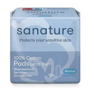 Sanature Maandverband ultra normaal 100% katoen 10 Stuks
