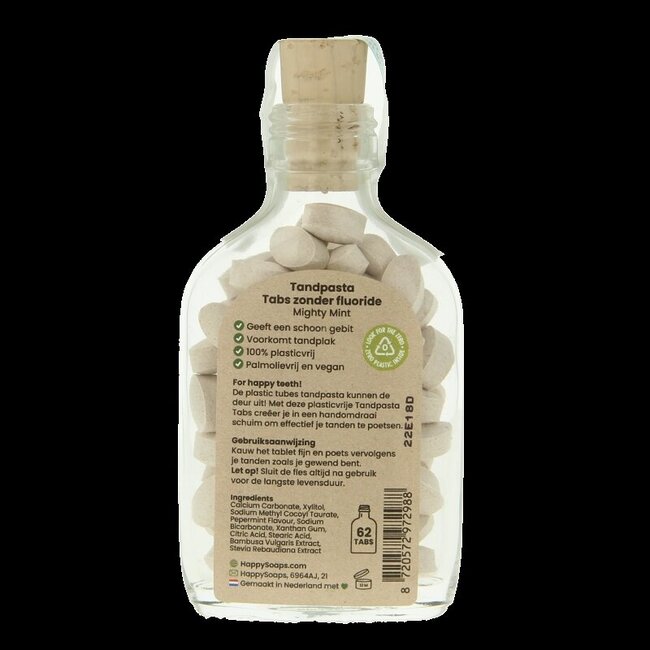 Happysoaps Tandpasta tabs zonder fluoride 62 Stuks