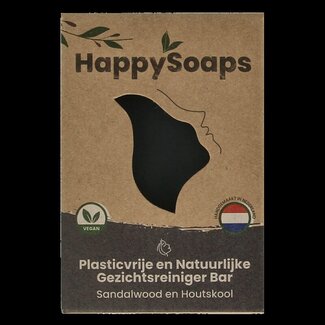 Happysoaps Gezichtsreiniger bar houtskool en sandelwood 70 Gram