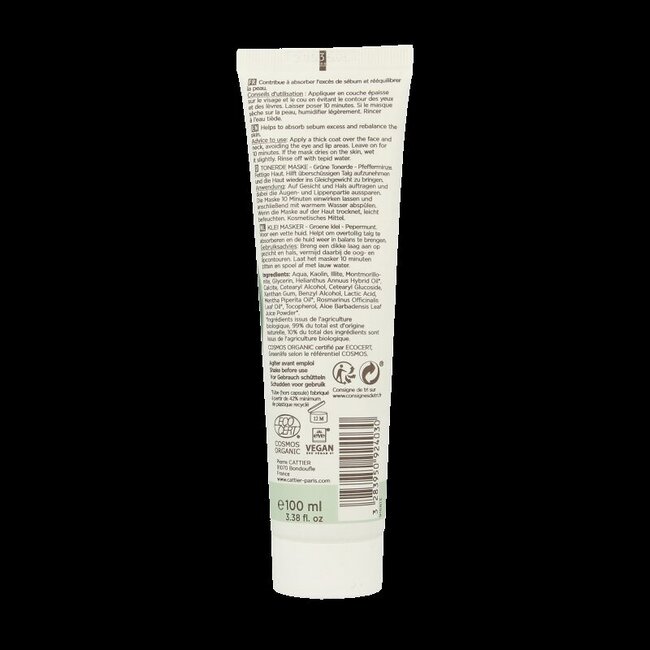 Cattier Groene klei masker munt 100 Milliliter