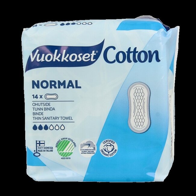 Maandverband normaal organisch katoen 14 Stuks
