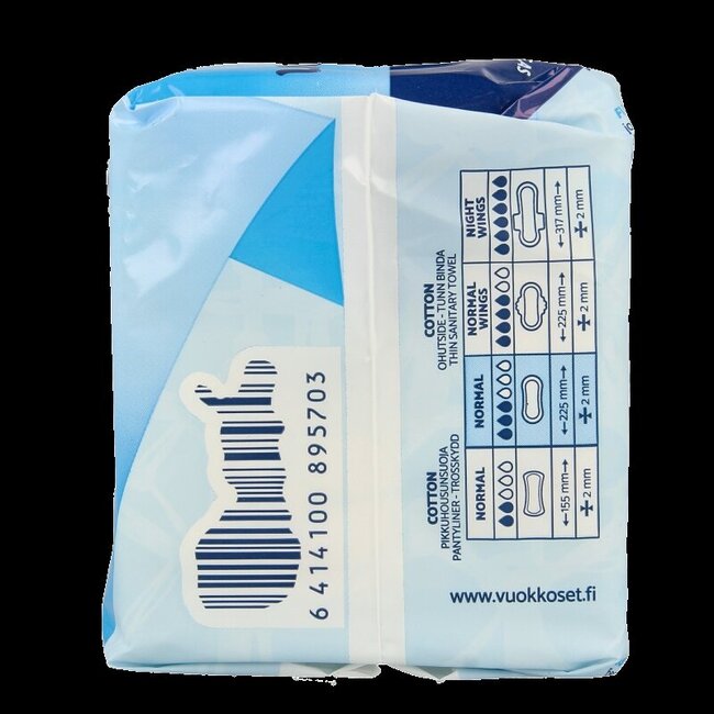 Vuokkoset Serviettes hygiéniques normales en coton biologique 14 pièces