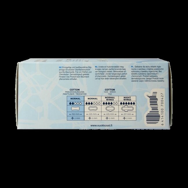 Protège-slips Vuokkoset normal coton bio 26 pièces