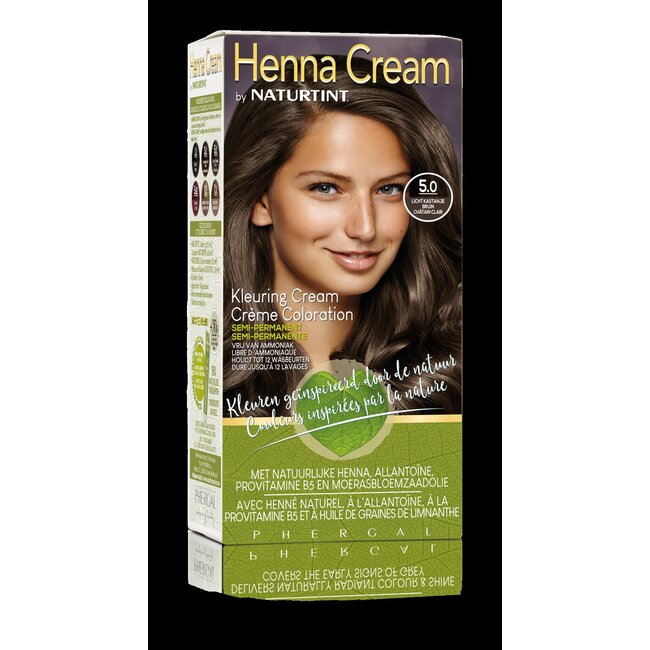 Henna cream 5.00 licht kastanje bruin 110 Milliliter