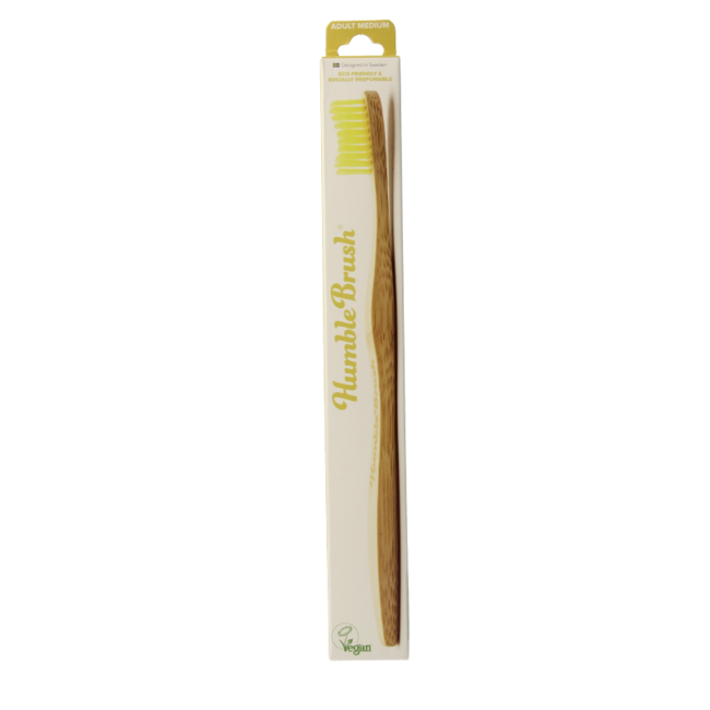 Tandenborstel bamboe medium geel 1 Stuks