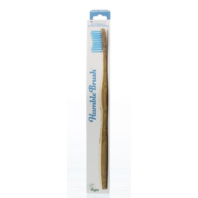 Tandenborstel bamboe medium blauw 1 Stuks