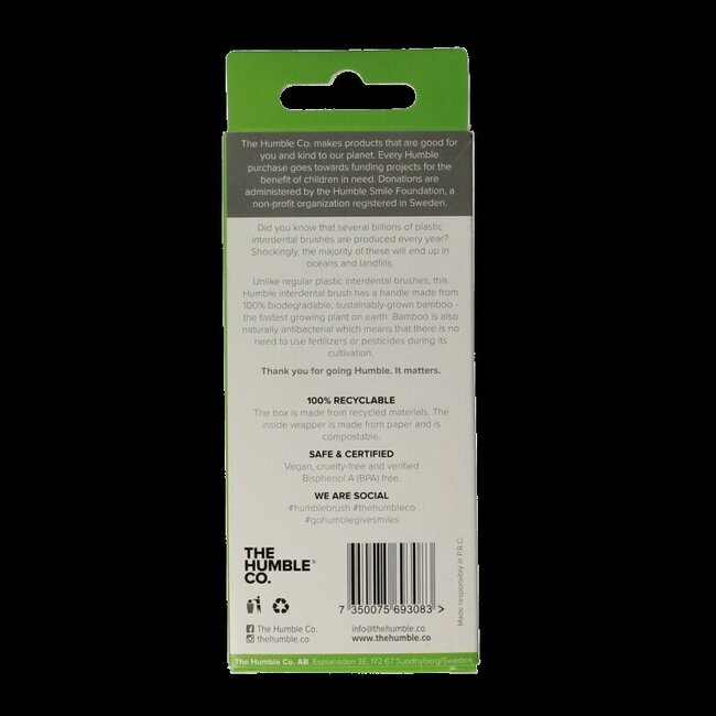 The Humble Co Interdental borstel 0.80 mm groen 6 Stuks