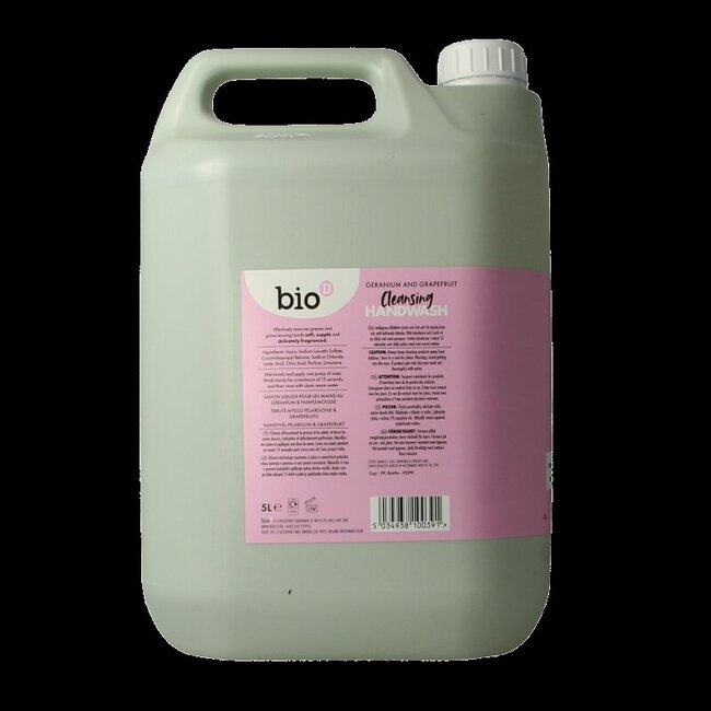 Savon liquide pour les mains Bio-D géranium et pamplemousse 5 litres
