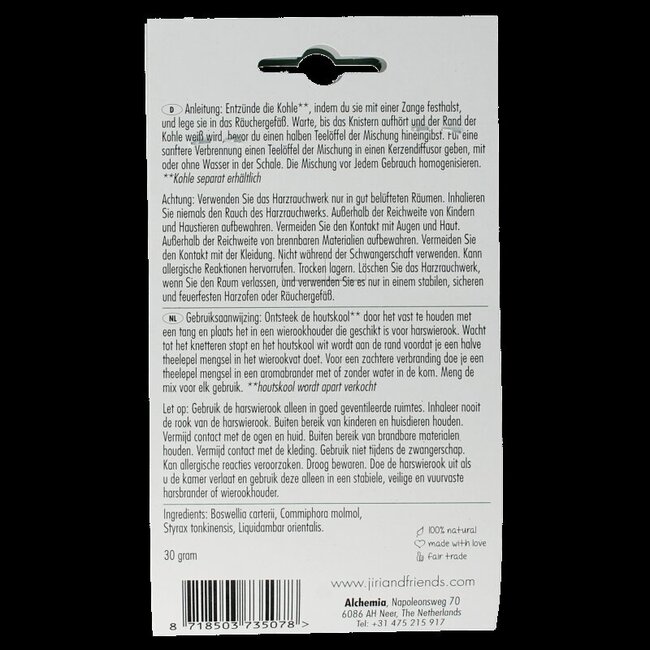 Jiri & Friends Encens en résine Royal Incense 30 g