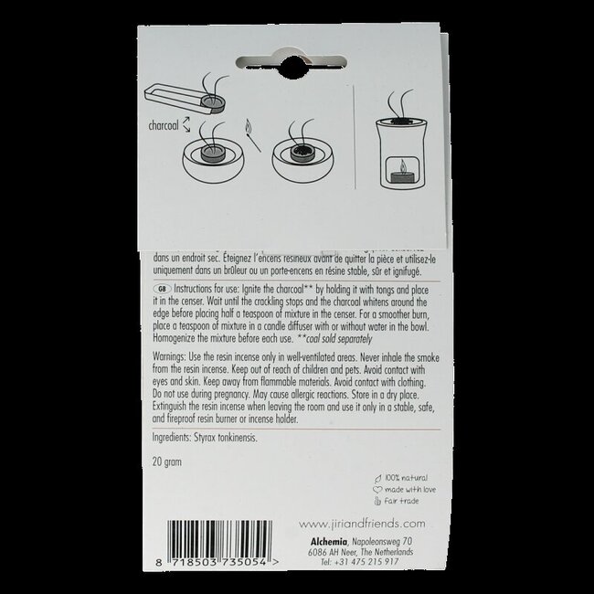 Jiri & Friends Encens en résine Benjoin de Siam 20 grammes