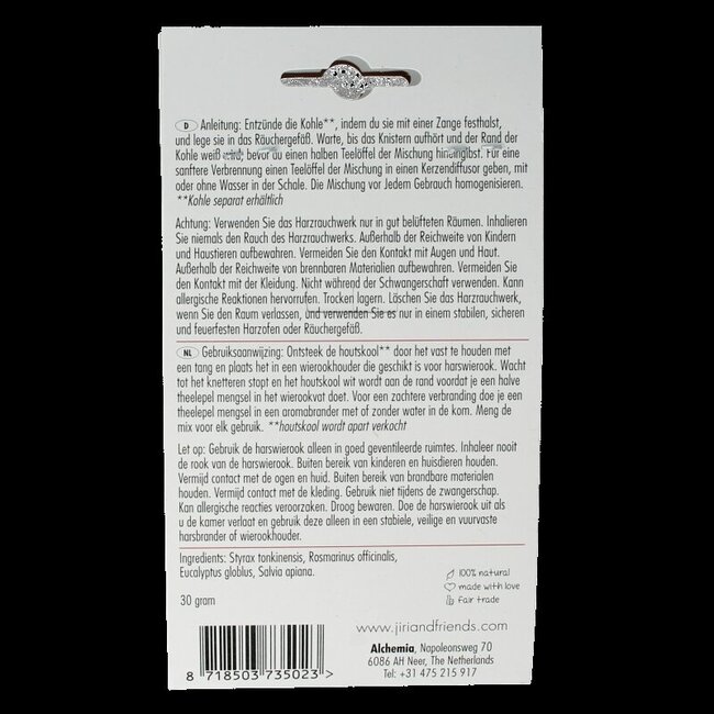 Jiri & Friends Encens en résine Clear Mind 30 g