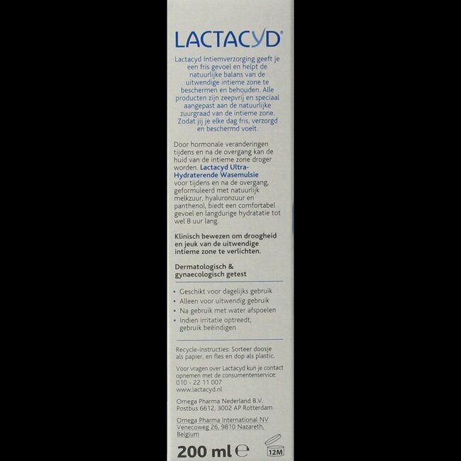 Lactacyd Émulsion Lavante Ultra Hydratante Ménopause 200 ml