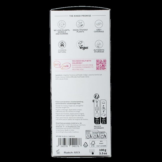 Khadi Coloration Capillaire Noir 100 g