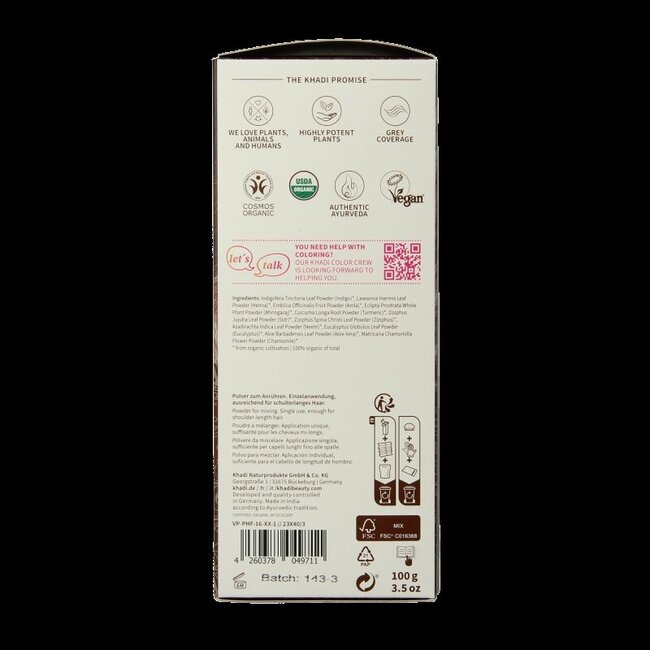 Khadi Haarkleur medium brown 100 Gram