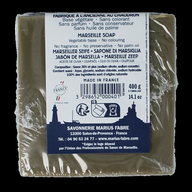 Marius Fabre Savon Marseille zeep olijf in folie 400 Gram