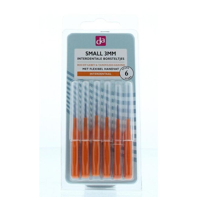 Interdentale borstel med 3mm flexibel handvat 6 Stuks