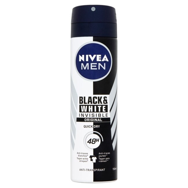 Men deodorant spray invisible black & white 150 Milliliter