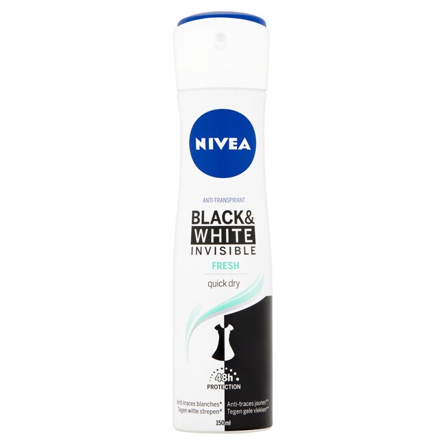 Deodorant spray invisible black & white fresh 150 Milliliter