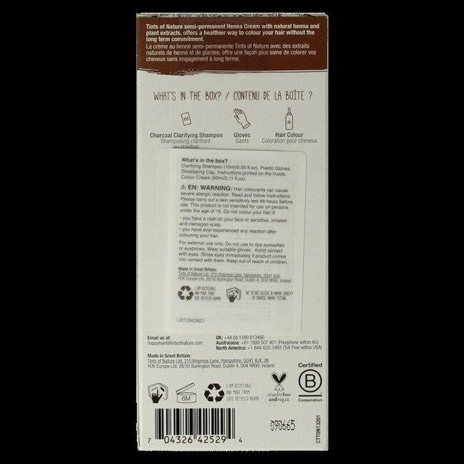 Tints Of Nature Crème au henné châtain doré semi-permanente 70 ml