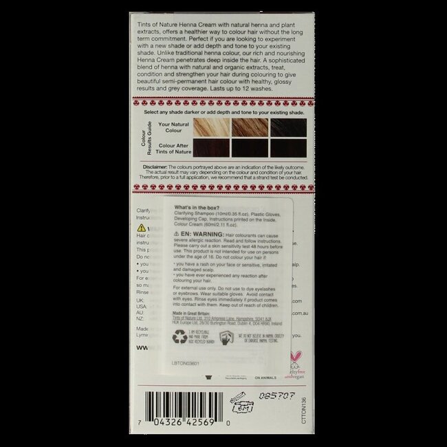 Tints Of Nature Henna Cream rouge acajou semi-permanent 70 ml