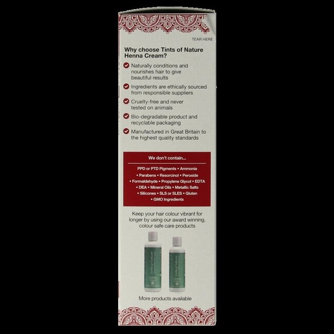 Tints Of Nature Crème au henné rouge semi-permanente 70 ml