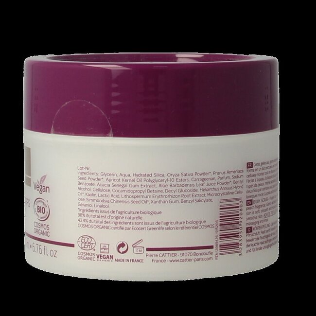 Cattier Body scrub perzik ylang ylang 200 Milliliter