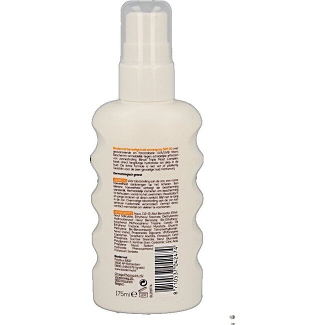Biodermal Zonnespray SP30 gevoelig huid 175 Milliliter
