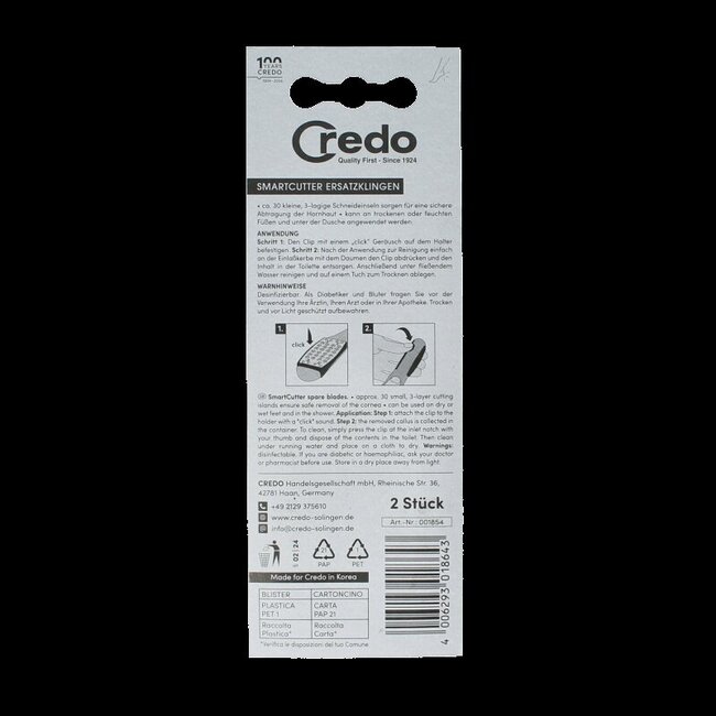 Credo Vervangmesjes voor de smart cutter voetvijl 2 Stuks