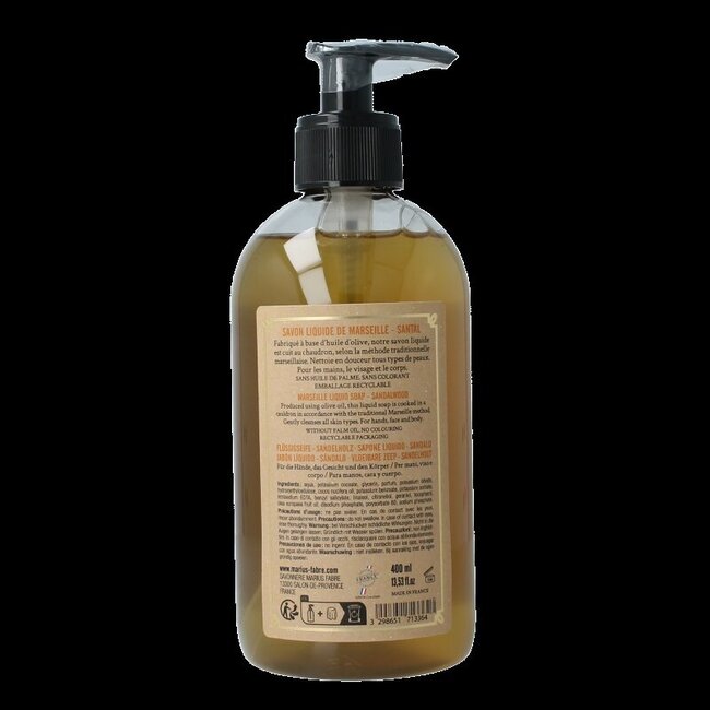 Savon au bois de santal Marius Fabre avec pompe 400 ml