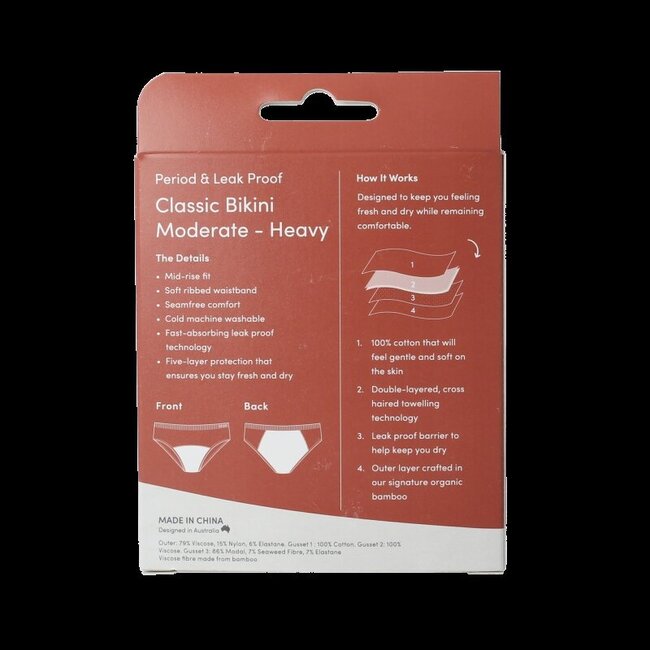 Culotte de règles Boody coupe bikini noir flux modéré/abondant XS 1 pièce