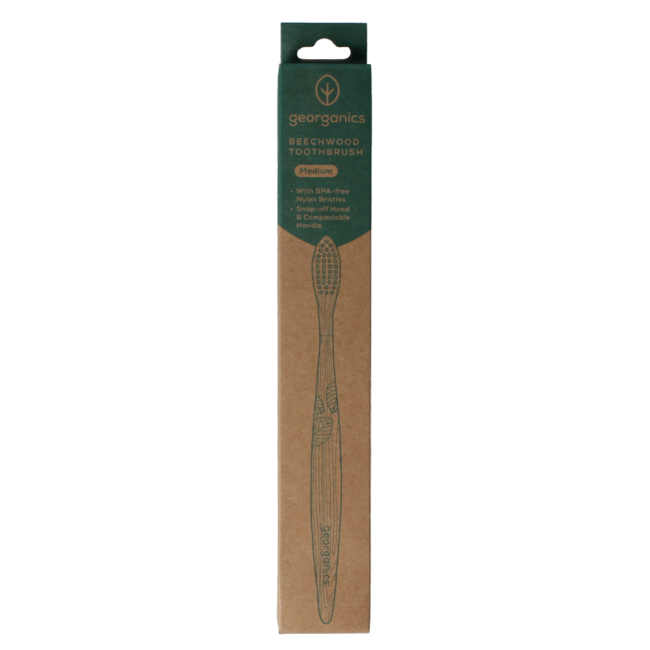 Toothbrush medium beechwood 1 Stuks