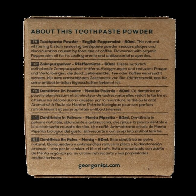 Georganics Poudre dentifrice minérale menthe poivrée anglaise 60 ml