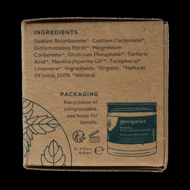 Georganics Mineral toothpaste powder english peppermint 60 Milliliter