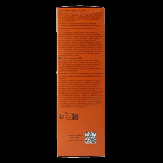 Borlind Body Suncare Crème Solaire SPF50 200 ml