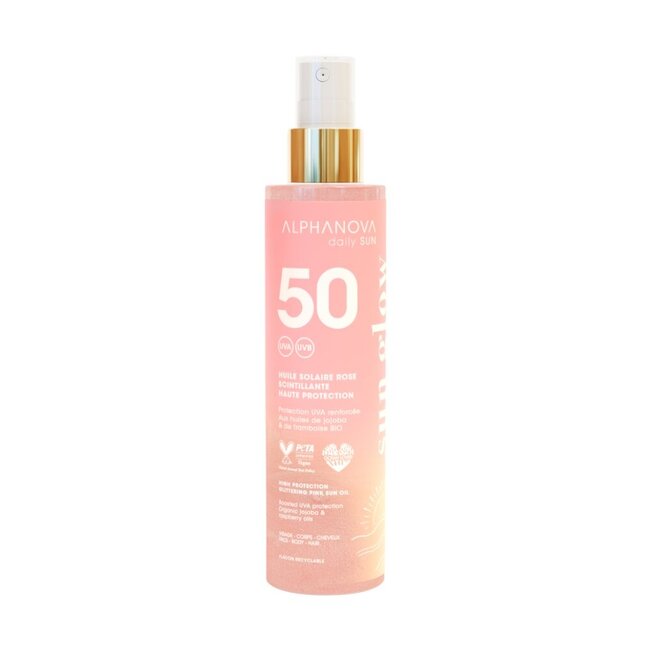 Glitter pink sun oil bio SPF50 125 Milliliter