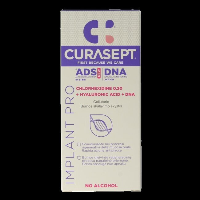 Curasept ADS DNA Implant Pro CHX 0,20% + HA mondspoelmiddel 200 Milliliter