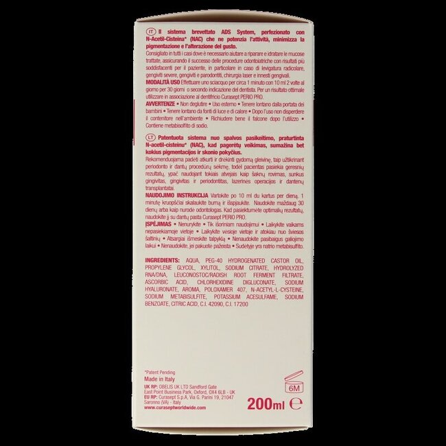 Curasept ADS DNA Perio Pro CHX 0,12% + HA mondspoelmiddel 200 Milliliter