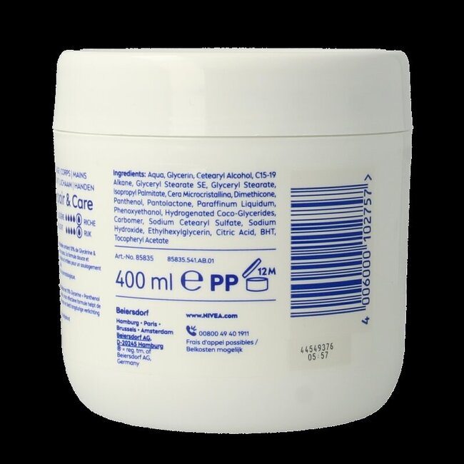 Nivea Repair & care bodycreme fragrance free sensitive 400 Milliliter