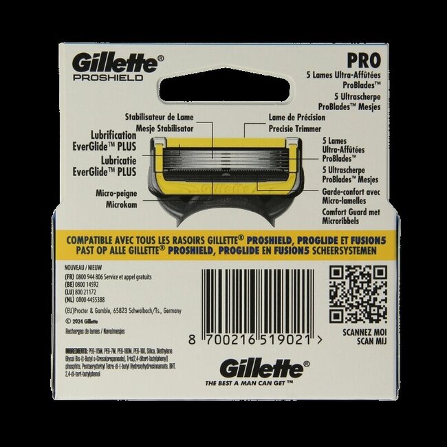 Gillette Proshield yellow blades 4 Stuks