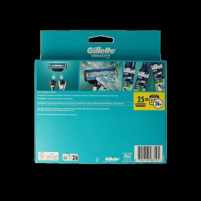 Gillette Mach3 blades 25 Stuks