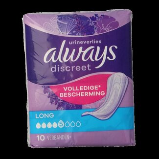 Always Always Discreet Serviettes Long 10 Unités