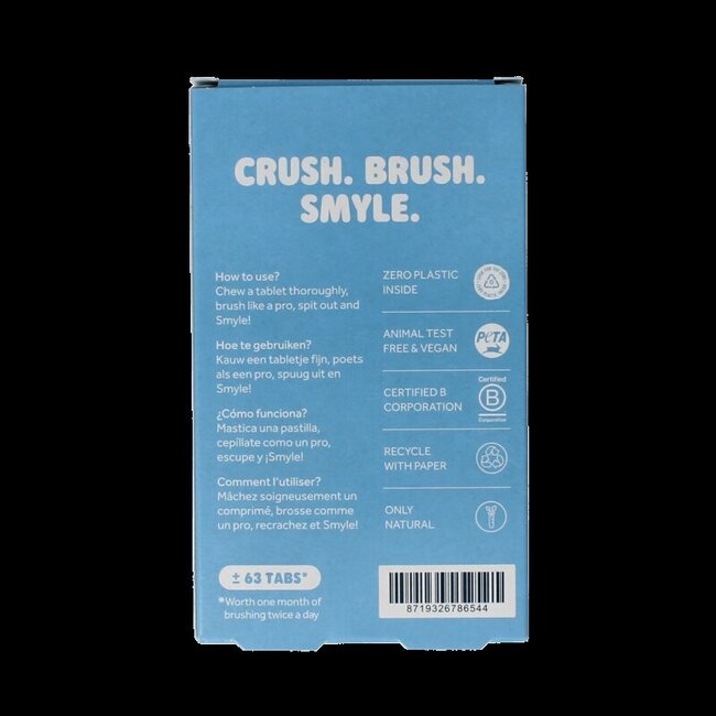 Smyle Pastilles de dentifrice avec fluor recharge 65 pièces