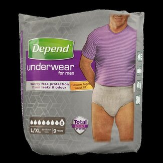 Depend Depend Pants Men Super taille L/XL 9 pièces