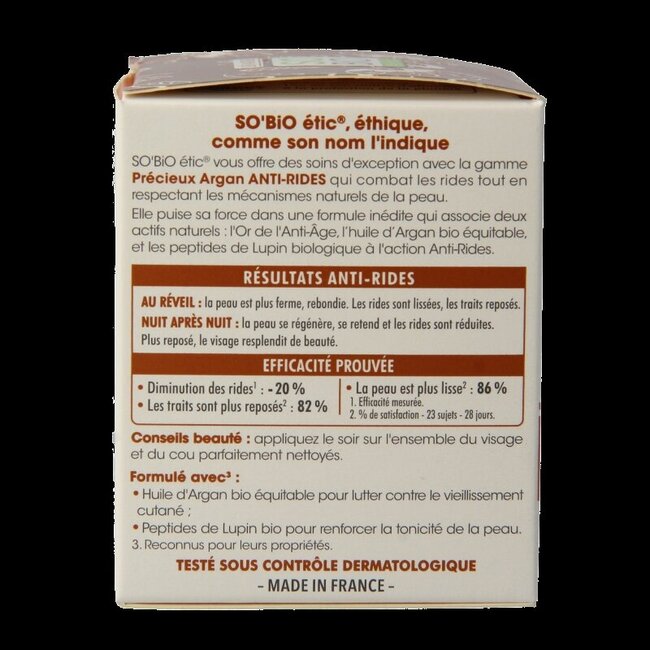 SO'BiO étic Crème de nuit hydratante anti-rides 50 ml