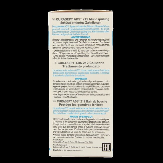 Bain de bouche Curasept ADS - 0,12 % chlorhexidine, 200 ml