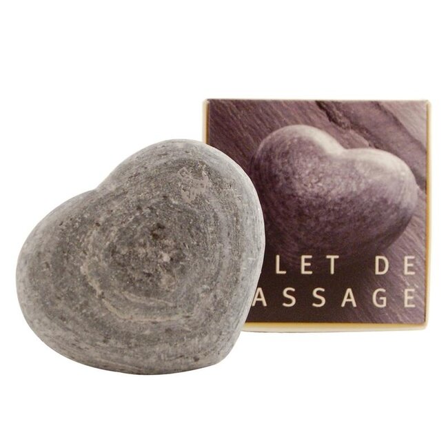 Massage hart leisteen zwart 1 Stuks