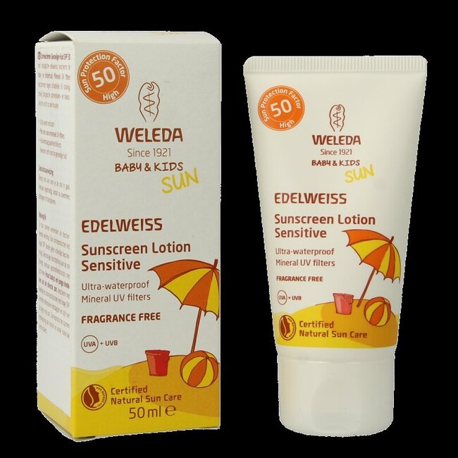 Weleda Edelweiss zonnecreme gevoelige huid SPF50 50 Milliliter