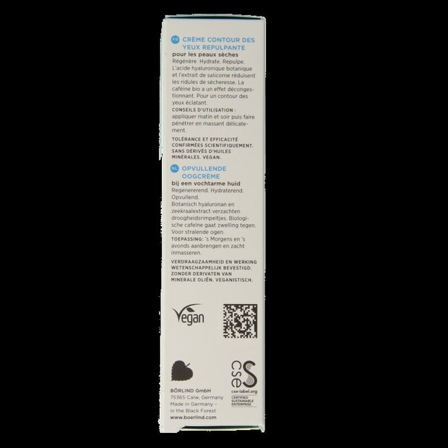 Borlind Aquanature Soin Contour des Yeux à l'Acide Hyaluronique 15 ml