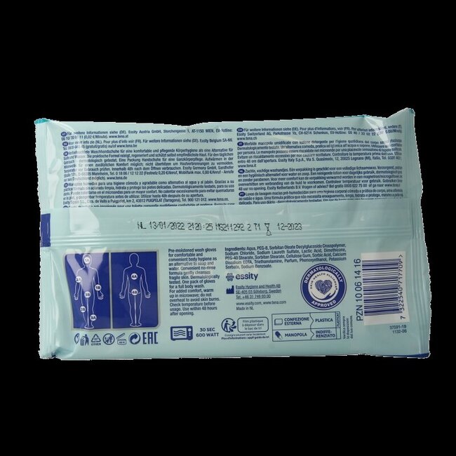 Gants de toilette Tena Wetwash légèrement parfumés 5 pièces